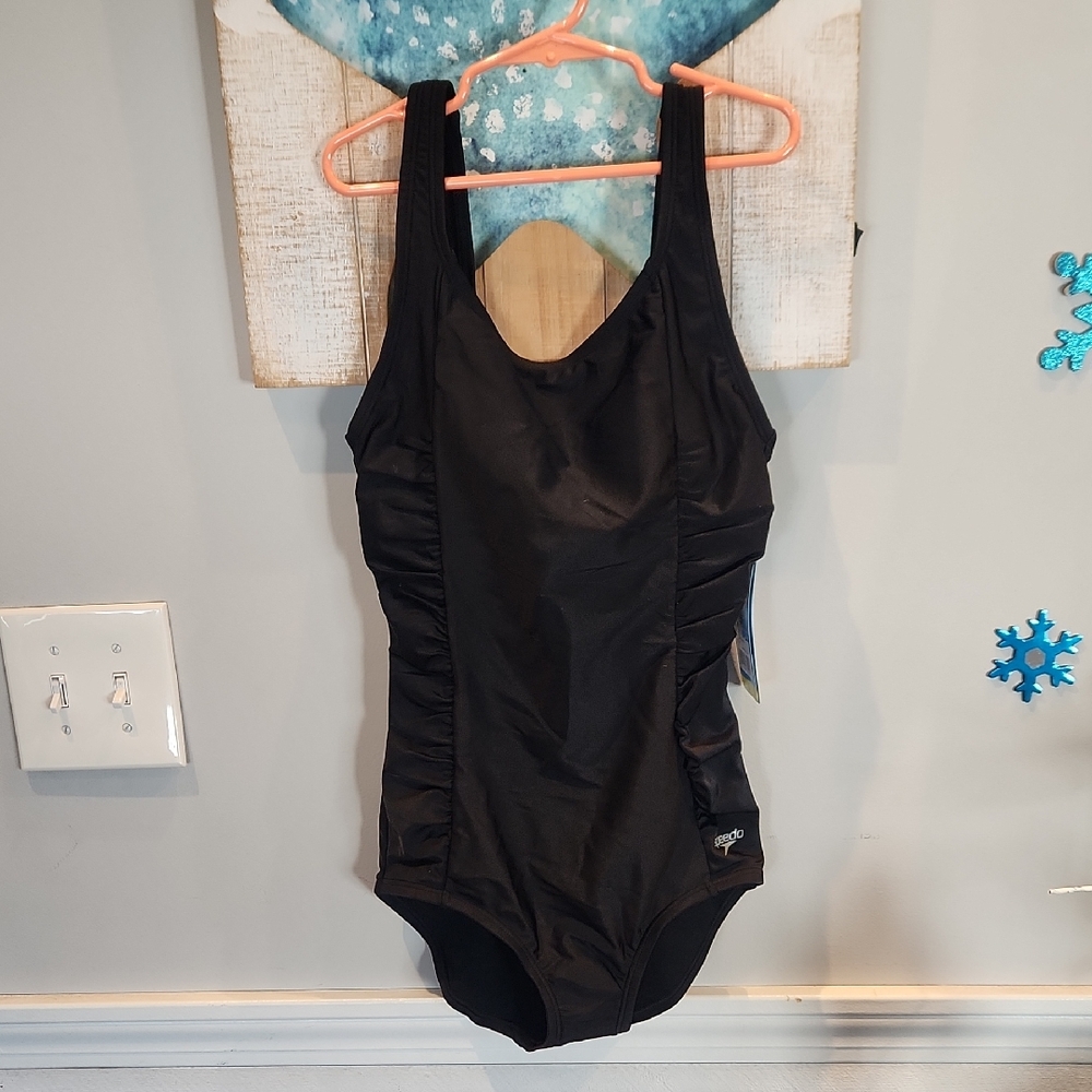 NWT Speedo Women's Black One-piece Swimsuit Sz S/P/CH (4-6)
